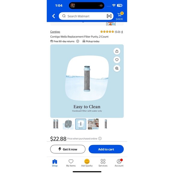 Contigo Replacement Filters 2 Cartridges Model No 1217724 BRAND NEW 2 packs - Picture 9 of 11